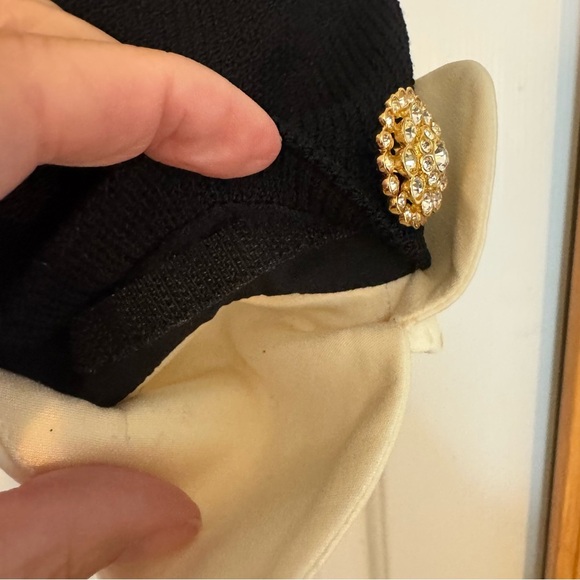 St John Evening Black Santana Knit blazer with removable silk collar/cuffs - Picture 5 of 9